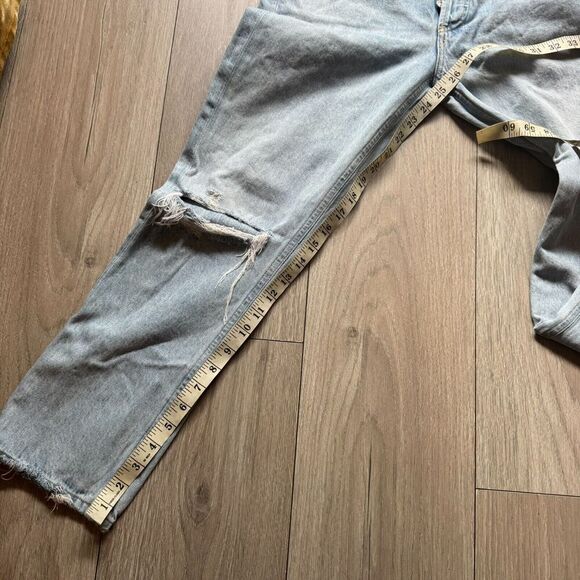 Agolde Jeans Adult 26 Blue Denim Riley High Rise Straight Crop Faded Distressed - Picture 4 of 14